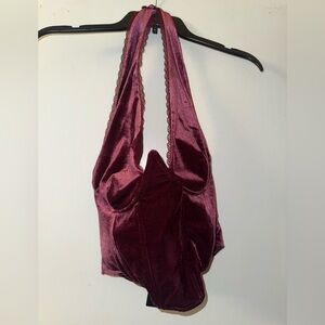 Elegant Velvet Burgundy Women's Bag
